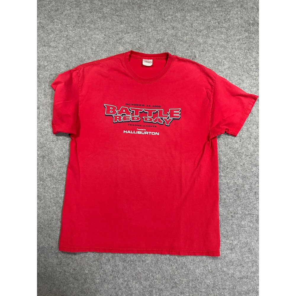 Hanes Battle Red Day Houston Texans T-Shirt XL Red Graphic Cotton